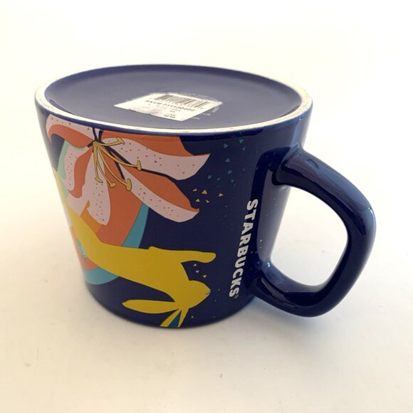 Starbucks 2021 Blue Bunny Ceramic Coffee Mug 14 oz Spring Flowers Easter - Picture 8 of 11